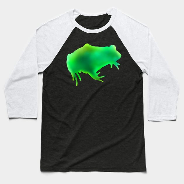 Green Ombre Frog Silhouette Baseball T-Shirt by Art by Deborah Camp